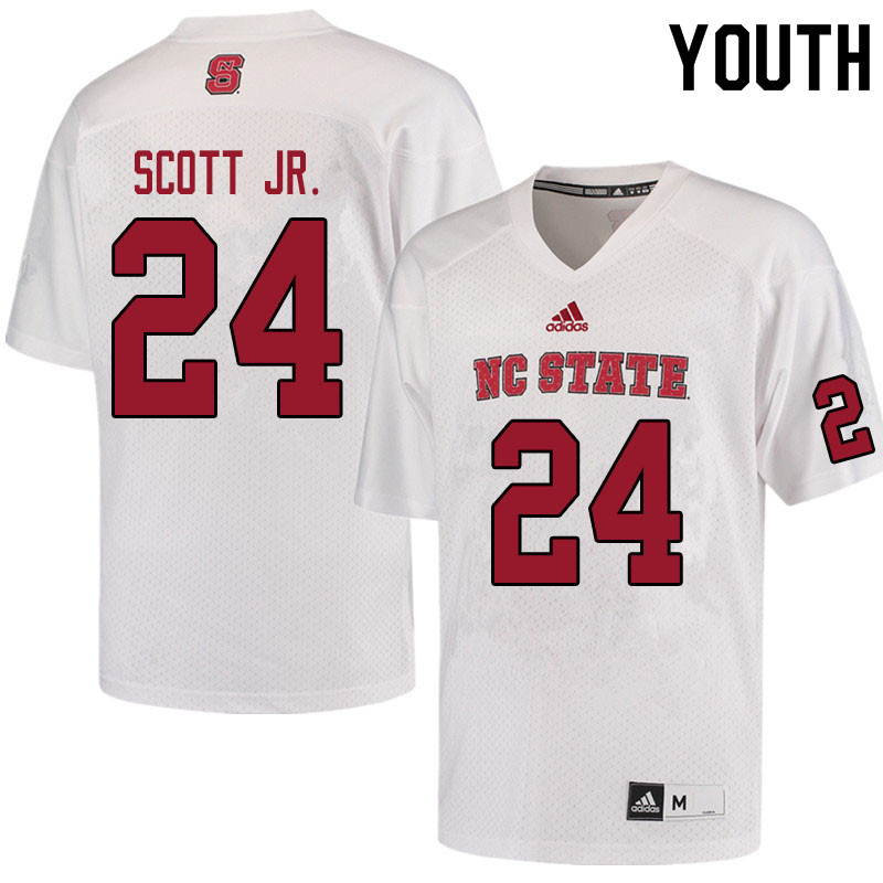 Youth #24 Christopher Scott Jr. NC State Wolfpack College Football Jerseys Sale-White - Click Image to Close